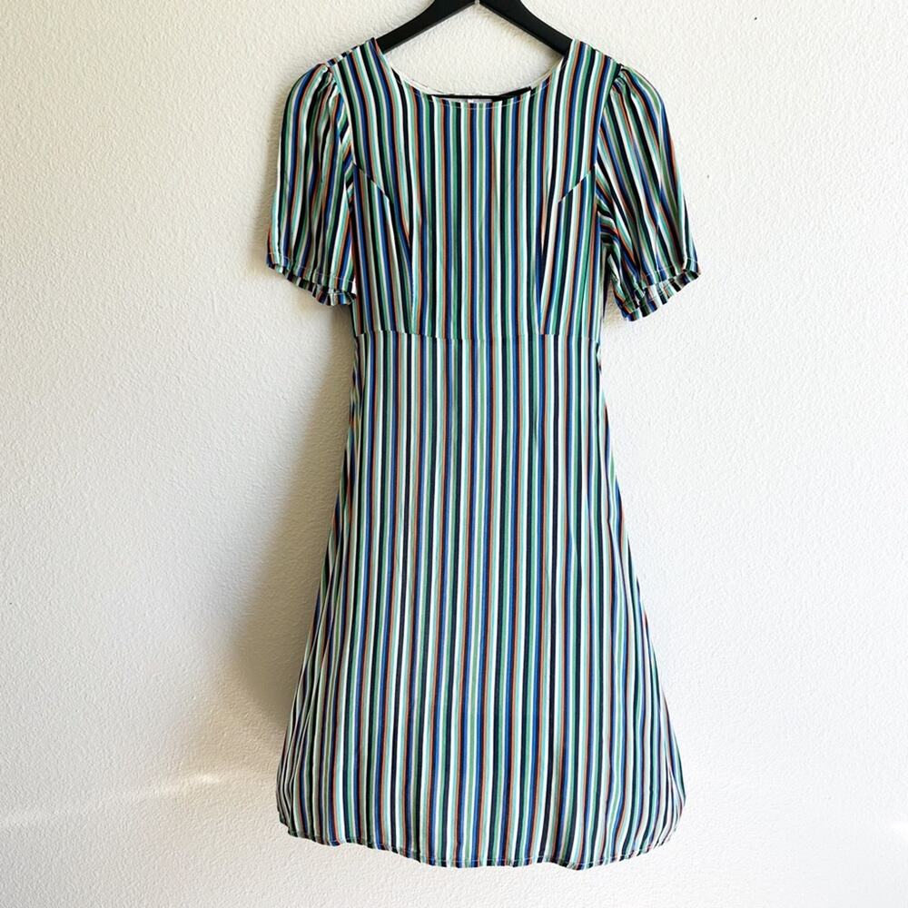 VICI Multicolor Stripe Short Sleeve Fit & Flare Dress Size Small